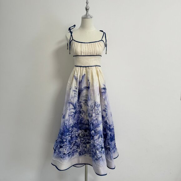 Zimmermann Wylie shirred printed linen midi dress - Picture 3 of 11